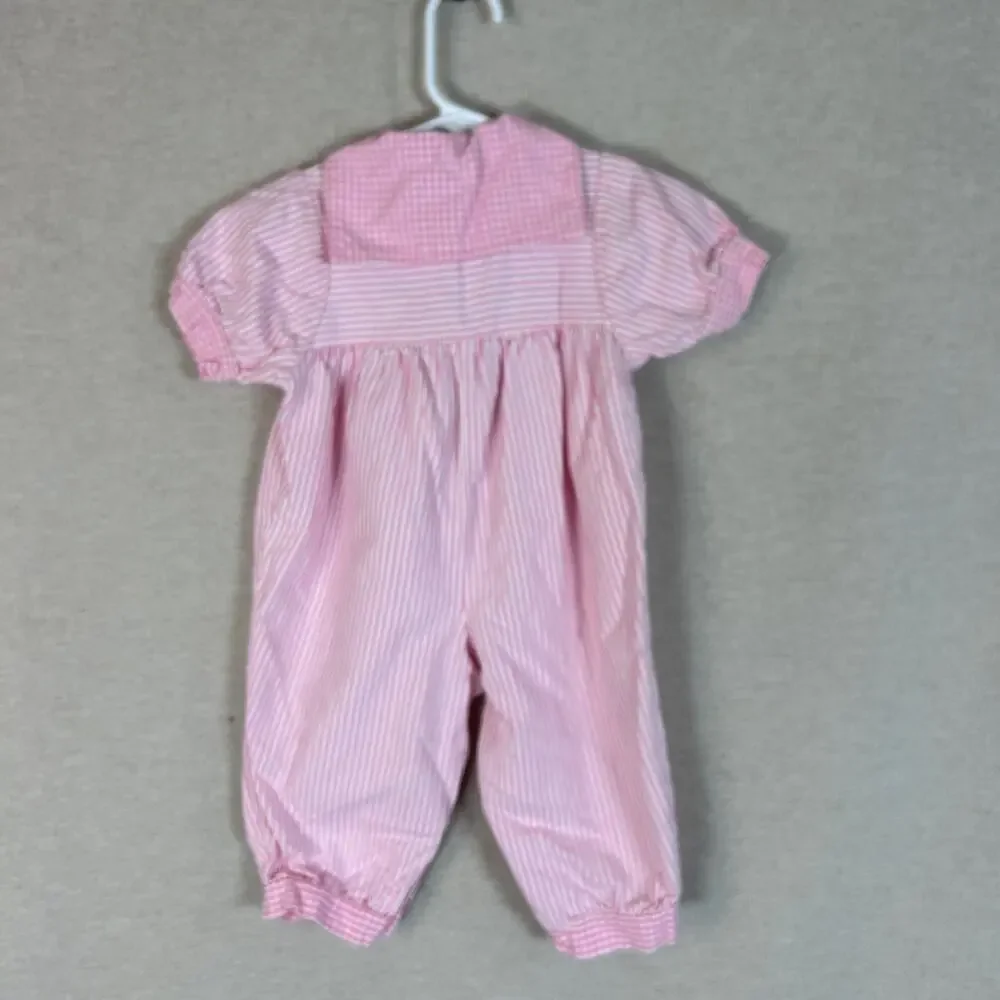 Vintage OshKosh Girls Romper Size 3-6 Months Pink Striped‎ One Piece Made in USA